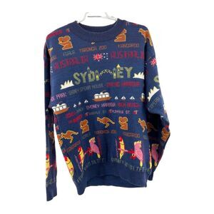 Future Designs made in Australia wool blend sweater Sydney kangaroo medium blue